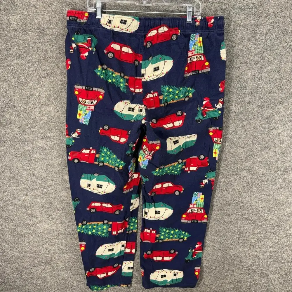 Old Navy Pajama Pants Boys XL Blue Car Print Drawstring Cotton Flannel Sleepwear